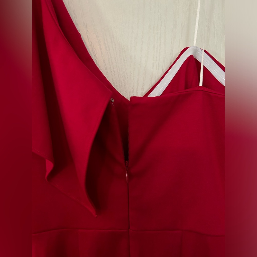 Amanda Uprichard Red Ruffle One Shoulder Mini Dress - Picture 6 of 10